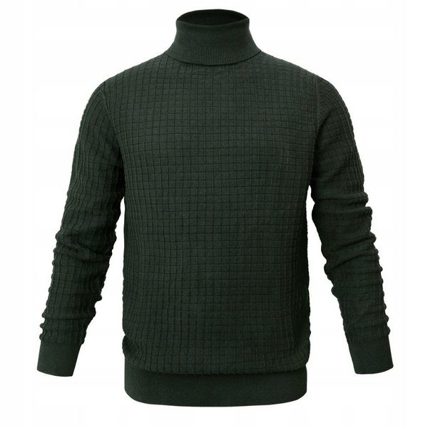Męski Golf Bawełniany (Faktura Tkaniny) - Pako Jeans - Butelkowa Zieleń. Zielone golfy Pako Jeans, l, bez wzorów, z bawełny, bez ramiączek. Za 209.00 zł.