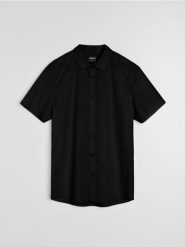 Koszula z krótkim rękawem - czarny. Czarne koszule Sinsay, l, bez wzorów, bez kołnierzyka, bez ramiączek. Za 29.99 zł.