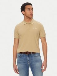 Tommy Jeans Polo Linear DM0DM20914 Beżowy Regular Fit. Brązowe koszulki polo Tommy Jeans, m, bez wzorów, z bawełny, bez kołnierzyka, bez ramiączek. Za 249.99 zł.