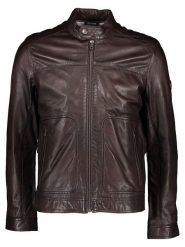 Bugatti Skórzana kurtka w kolorze ciemnobrązowym rozmiar: 54. Brązowe kurtki Bugatti, bez wzorów, ze skóry, bez kaptura. Za 891.99 zł.