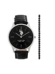 U.S. Polo Assn. Zestaw zegarek i bransoletka Jeremy USP6391TW Czarny. Czarne, analogowe zegarki U.S. Polo Assn. Za 349.99 zł.