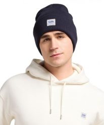 MESKA CZAPKA ZIMOWA LEE WORKWEAR BEANIE RIVET NAVY 112372693. Niebieskie czapki zimowe Lee, bez wzorów. Za 89.99 zł.