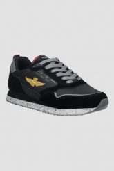 AERONAUTICA MILITARE Czarne sneakersy męskie, Rozmiar 46. Czarne buty sportowe casual Aeronautica Militare, bez wzorów, bez zapięcia. Za 439.99 zł.