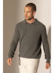 Perfect Cashmere Kaszmirowa koszulka polo "Spencer" w kolorze szarym rozmiar: L. Szare koszulki polo sportowe Perfect Cashmere, l, bez wzorów, z kaszmiru, bez kołnierzyka, bez ramiączek. Za 396.95 zł.