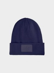 4F Czapka beanie uniseks - granatowa Uniwersalny. Niebieskie czapki zimowe 4F, bez wzorów, z syntetyku. W wyprzedaży za 39.99 zł.