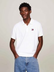 TOMMY JEANS Koszulka polo w kolorze białym rozmiar: M. Białe bezrękawniki Tommy Jeans, m, bez wzorów, z bawełny, bez kołnierzyka, bez ramiączek. Za 207.88 zł.