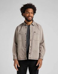 LEE OVERSHIRT MĘSKA KOSZULA MUD STONE L66BQP55 112145363. Koszule Lee, l, bez wzorów, bez kołnierzyka, bez ramiączek. Za 209.99 zł.