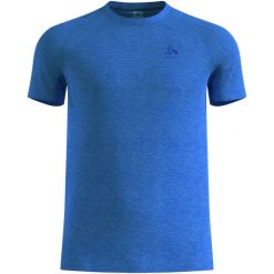 Koszulka męska Odlo T-shirt crew neck s/s ESSENTIAL SEAMLESS. Niebieskie bielizna termoaktywna ODLO, m, bez wzorów, bez ramiączek. Za 219.99 zł.