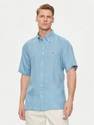 Tommy Hilfiger Koszula MW0MW35207 Niebieski Regular Fit. Niebieskie koszule Tommy Hilfiger, m, bez wzorów, ze lnu, bez kołnierzyka, bez ramiączek. Za 369.99 zł.