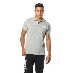 Koszulka polo na co dzień na siłownię. Szare koszulki polo LEONE 1947 APPAREL, m, bez wzorów, z bawełny, bez kołnierzyka, bez ramiączek, na fitness i siłownię. Za 85.88 zł.