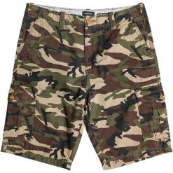 Spodenki turystyczne męskie Quiksilver Crucialbattlesh. Zielone szorty Quiksilver, m, bez wzorów, z bawełny, sportowe. W wyprzedaży za 114.00 zł.