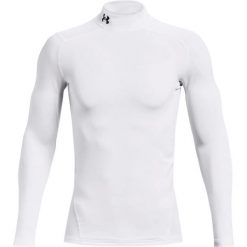 Maillot de compression à manches longues Under Armour ColdGear Mock Blanc. Białe odzież kompresyjna Under Armour, xl, bez wzorów, z elastanu, na fitness i siłownię. Za 242.75 zł.