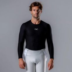 Męska Base Layer Koszulka Termoaktywna Kolarska Długi Rękaw. Czarne bielizna termoaktywna ACELERA, l, bez wzorów, z materiału, bez ramiączek, na fitness i siłownię. Za 149.99 zł.