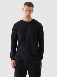 4F Longsleeve oversize z nadrukiem męski - czarny S. Czarne bluzki z długim rękawem 4F, m, bez wzorów, z bawełny, bez kołnierzyka, bez ramiączek. W wyprzedaży za 39.99 zł.