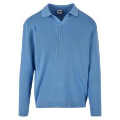 Oversizowy, prążkowany sweter z długim rękawem Urban Classics. Niebieskie swetry nierozpinane Urban Classics, m, bez wzorów, prążkowane, bez kołnierzyka, bez ramiączek. Za 275.00 zł.