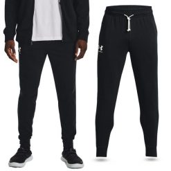 Spodnie dresowe męskie UNDER ARMOUR Rival Terry joggery. Czarne joggery i bojówki Under Armour, m, bez wzorów, z dresówki. Za 148.90 zł.