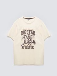 Koszulka męska z linii Authentic z nadrukiem perłowa Patter 103. Białe t-shirty BIG STAR, l, bez wzorów, z dzianiny, bez kołnierzyka, bez ramiączek. Za 99.99 zł.