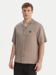 HUGO Koszula Espino 50560593 Beżowy Oversize. Brązowe koszule Hugo, m, bez wzorów, z lyocellu, bez kołnierzyka, bez ramiączek. Za 340.99 zł.