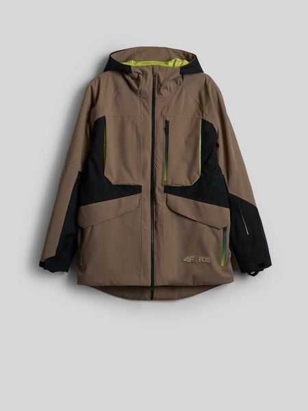 4F Kurtka snowboardowa membrana 15000 męska - brązowa XL. Brązowe kurtki 4F, m, bez wzorów, z meshu, snowboardowy. Za 799.99 zł.