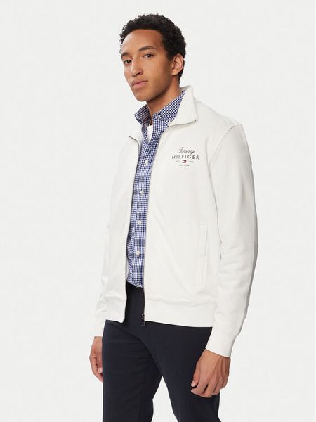 Tommy Hilfiger Bluza Script Stack MW0MW43219 Biały Regular Fit. Białe bluzy Tommy Hilfiger, m, bez wzorów, z bawełny, bez kaptura. Za 489.99 zł.