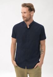 Koszula ze stójką, Slim Fit, C-IBERO. Niebieskie koszule Volcano, l, bez wzorów, z bawełny, bez kołnierzyka, bez ramiączek. Za 119.99 zł.