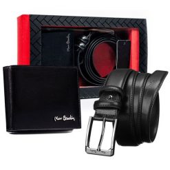 Zestaw prezentowy Pierre Cardin ZM-PC czarny. Czarne paski Pierre Cardin, bez wzorów, ze skóry, eleganckie. Za 219.99 zł.