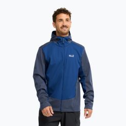 Kurtka softshell męska Jack Wolfskin Skyvail. Niebieskie kurtki Jack Wolfskin, m, bez wzorów, z materiału, bez kaptura. Za 509.99 zł.