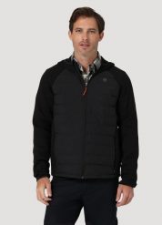 WRANGLER ATHLETIC HYBRID MĘSKA KURTKA PRZEJŚCIOWA WIOSENNA JESIENNA REAL BLACK WA4MY3101 112324777. Czarne kurtki Wrangler, na jesień, m, bez wzorów, bez kaptura. Za 359.99 zł.