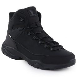 Buty sportowe trekkingowe wysokie nieocieplane czarne McBraun 9457. Czarne trekkingi McBraun, bez wzorów, ze skóry ekologicznej, bez zapięcia. Za 199.99 zł.