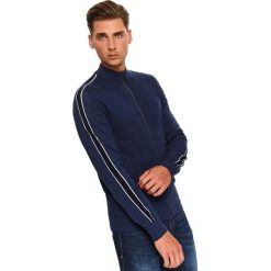 SWETER ROZPINANY Z LAMPASAMI. Niebieskie golfy TOP SECRET, na jesień, l, bez wzorów, z jeansu, bez kołnierzyka, bez ramiączek. Za 129.99 zł.