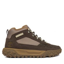 Trekkingi Timberland. Brązowe botki sznurowane Timberland, bez wzorów, bez obcasa, bez zapięcia. Za 679.99 zł.