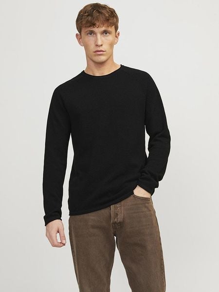 Jack & Jones Sweter w kolorze czarnym rozmiar: L. Czarne swetry nierozpinane Jack & Jones, l, bez wzorów, ze splotem, bez kołnierzyka, bez ramiączek. Za 96.14 zł.