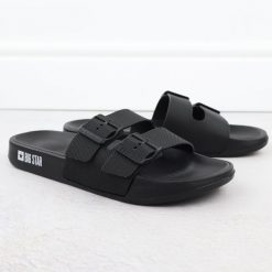 Klapki męskie plażowe basenowe czarne Big Star RR174A036. Czarne klapki BIG STAR, z materiału. Za 65.99 zł.