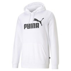Męska bluza z kapturem i dużym logo z kolekcji Essentials PUMA White. Białe bluzy Puma, l, bez wzorów, prążkowane, z kapturem. Za 231.65 zł.