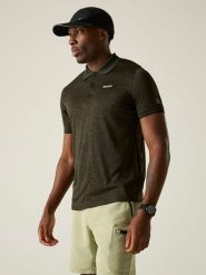 Regatta Funkcyjna koszulka polo "Remex II" w kolorze ciemnozielonym rozmiar: M. Zielone koszulki polo Regatta, m, bez wzorów, z materiału, bez kołnierzyka, bez ramiączek, outdoorowe. Za 56.79 zł.