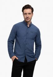 Niebieska koszula, Regular Fit, K-BRIZO. Niebieskie koszule Volcano, m, bez wzorów, z bawełny, bez kołnierzyka, bez ramiączek. Za 139.99 zł.