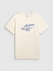 4F T-shirt regular z nadrukiem męski - beżowy 3XL. Brązowe t-shirty 4F, m, bez wzorów, z bawełny, bez kołnierzyka, bez ramiączek. Za 59.99 zł.