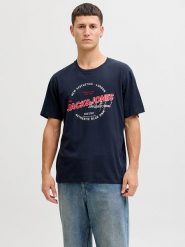 Jack & Jones Koszulka "Logo" w kolorze granatowym rozmiar: XXL. Niebieskie bezrękawniki Jack & Jones, xxl, bez wzorów, z bawełny, bez kołnierzyka, bez ramiączek. Za 48.39 zł.
