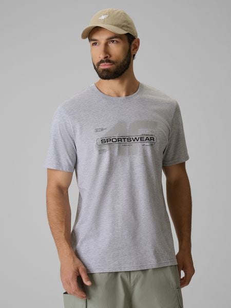 4F T-shirt regular z nadrukiem męski - szary 3XL. Szare t-shirty 4F, m, bez wzorów, z bawełny, bez kołnierzyka, bez ramiączek. Za 59.99 zł.