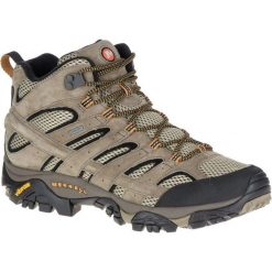 Buty Trekkingowe Męskie Merrell Moab 2 LTR Mid Gore-Tex. Brązowe buty trekkingowe Merrell, bez wzorów, z gore-texu, bez zapięcia. Za 377.73 zł.