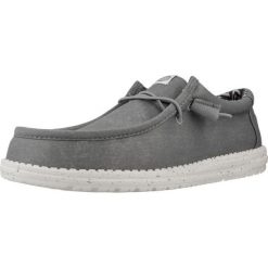 HeyDude Męskie Mokasyny Wally Stretch Canvas. Szare mokasyny Hey dude, bez wzorów, z materiału, bez obcasa, bez zapięcia. Za 259.00 zł.