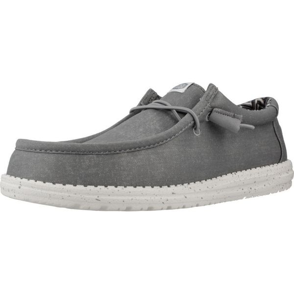 HeyDude Męskie Mokasyny Wally Stretch Canvas. Szare mokasyny Hey dude, bez wzorów, z materiału, bez obcasa, bez zapięcia. Za 259.00 zł.