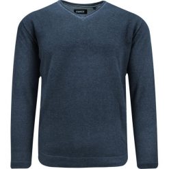 Lekki, Bawełniany Sweter Męski Pioneer - V-neck - Granatowy Melanż. Niebieskie swetry rozpinane PIONEER, l, bez wzorów, z bawełny, bez kołnierzyka, bez ramiączek. Za 179.00 zł.