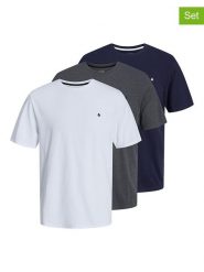 Jack & Jones Koszulki (3 szt.) w kolorze antracytowym, białym i granatowym rozmiar: S. Białe bezrękawniki Jack & Jones, s, bez wzorów, z bawełny, bez kołnierzyka, bez ramiączek. Za 128.25 zł.