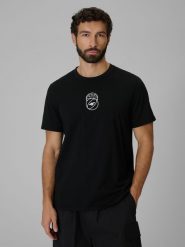 4F T-shirt regular z nadrukiem męski - czarny 3XL. Czarne t-shirty 4F, m, bez wzorów, z bawełny, bez kołnierzyka, bez ramiączek. Za 59.99 zł.