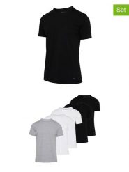 Fila Koszulki (5 szt.) w kolorze czarnym, białym i szarym rozmiar: M. Białe bezrękawniki Fila, m, bez wzorów, bez kołnierzyka, bez ramiączek. Za 187.99 zł.