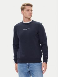 Tommy Hilfiger Bluza Small Logo MW0MW37471 Granatowy Regular Fit. Niebieskie bluzy Tommy Hilfiger, l, bez wzorów, z bawełny, bez kaptura. Za 359.99 zł.