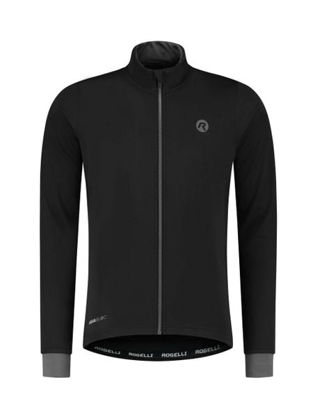 Kurtka rowerowa męska Rogelli Essential. Czarne kurtki Rogelli, m, bez wzorów, z gumy, bez kaptura. Za 419.99 zł.