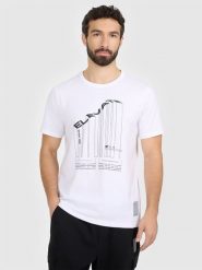 4F T-shirt regular z nadrukiem męski - biały M. Białe t-shirty 4F, m, bez wzorów, z bawełny, bez kołnierzyka, bez ramiączek. Za 69.99 zł.