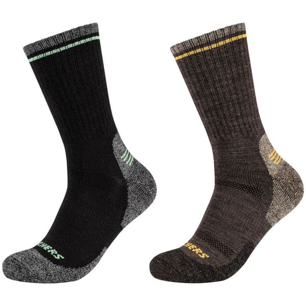 Skarpetki sportowe dla dorosłych 2PPK Men Trail Wool Socks. Czarne skarpetki sportowe Skechers, bez wzorów, z elastanu. Za 99.99 zł.